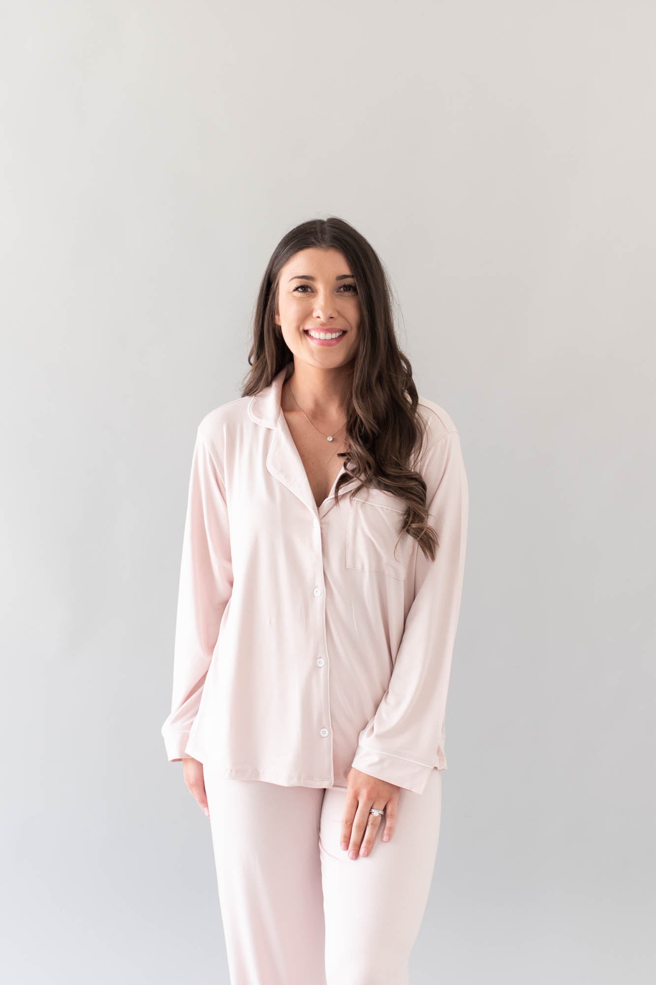 Long Sleeve Pajama Set - Comfortable Soft - Blush
