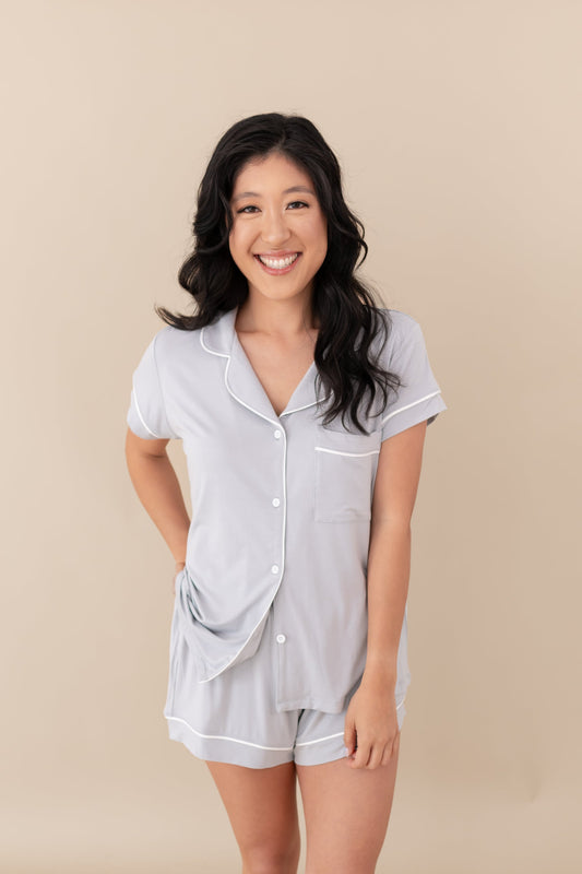 Short Sleeve Pajama Set Comfortable Soft - Grey