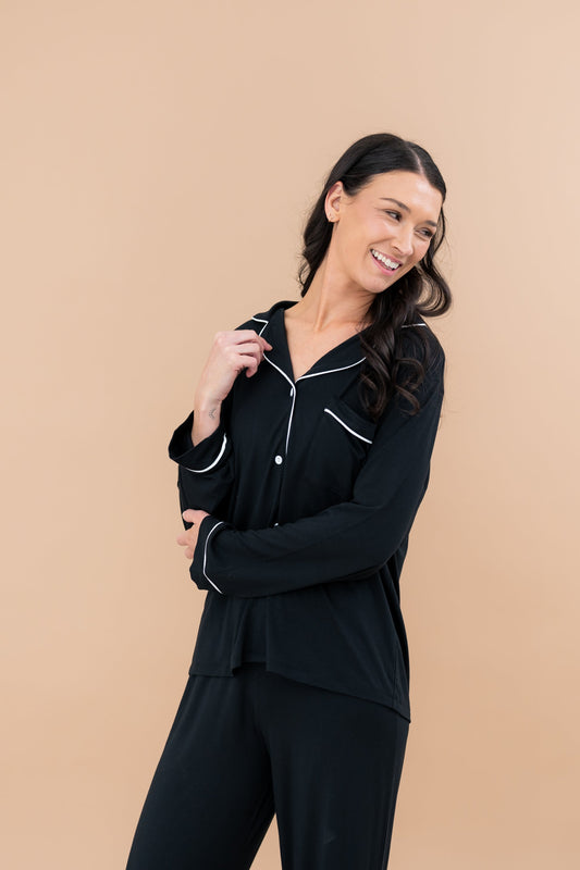 Long Sleeve Pajama Set Comfortable Soft - Midnight Blue