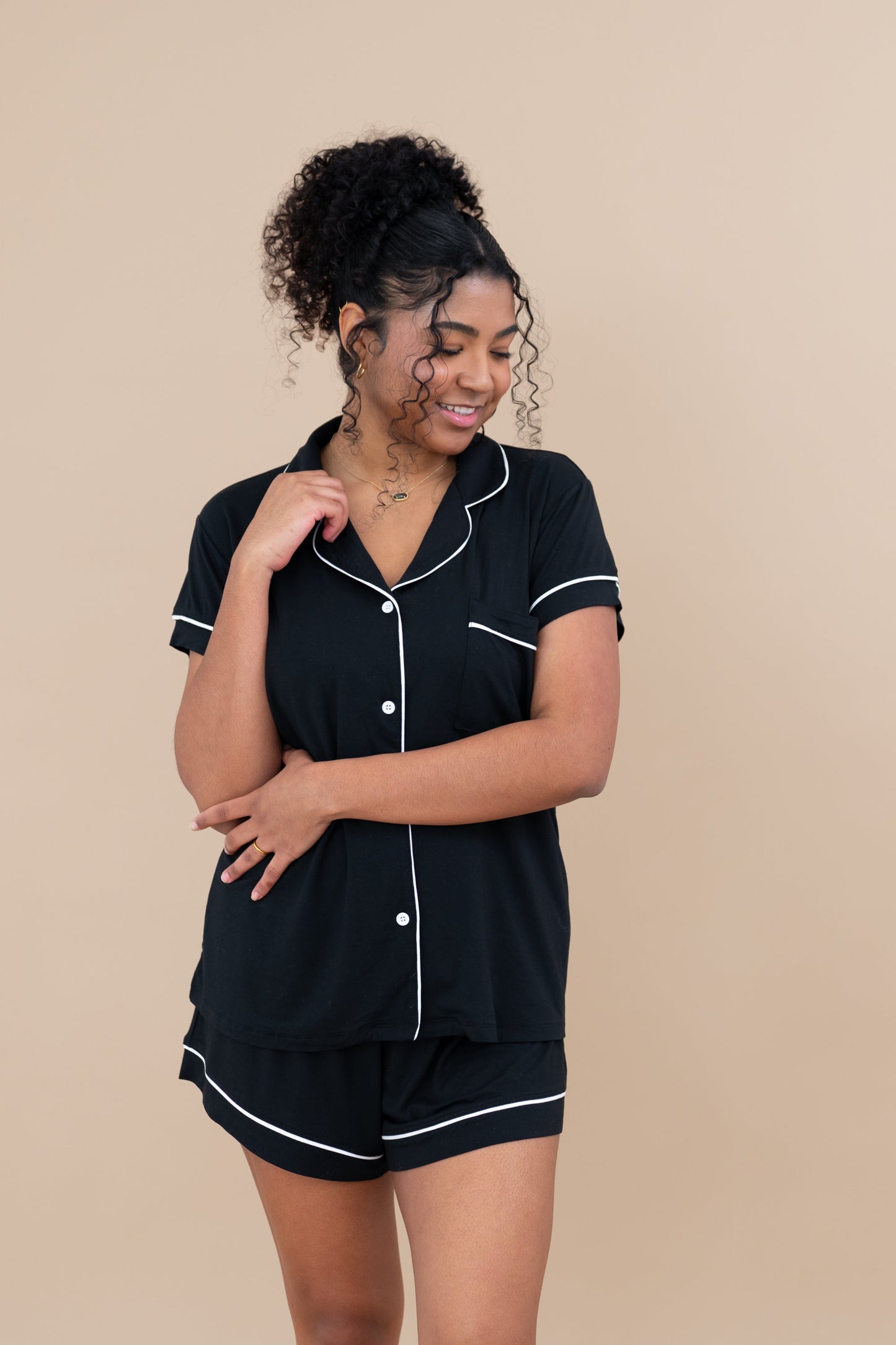 Short Sleeve Pajama Set Comfortable Soft - Midnight Blue