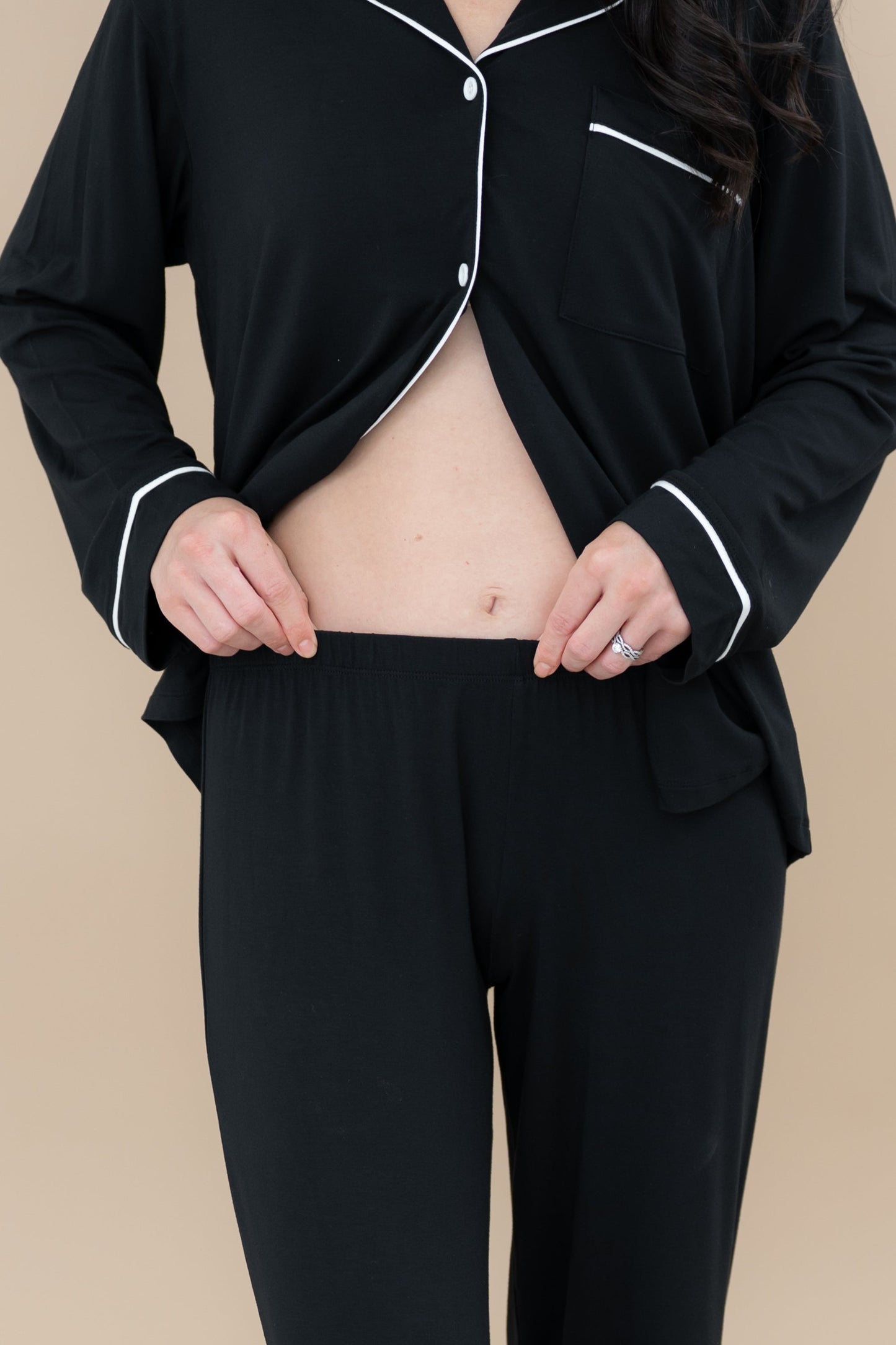 Long Sleeve Pajama Set Comfortable Soft - Midnight Blue